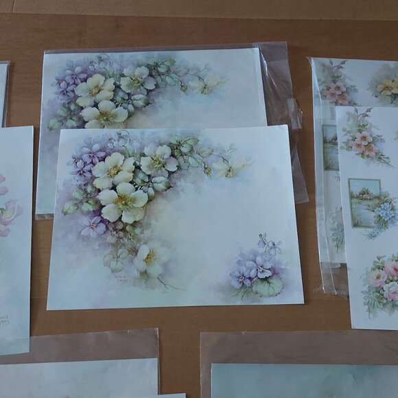 Vintage Huge Print Lot of 30 Set SONIE AMES 60s Art Pastel Flowers Thistle Pansy - Picture 3 of 3